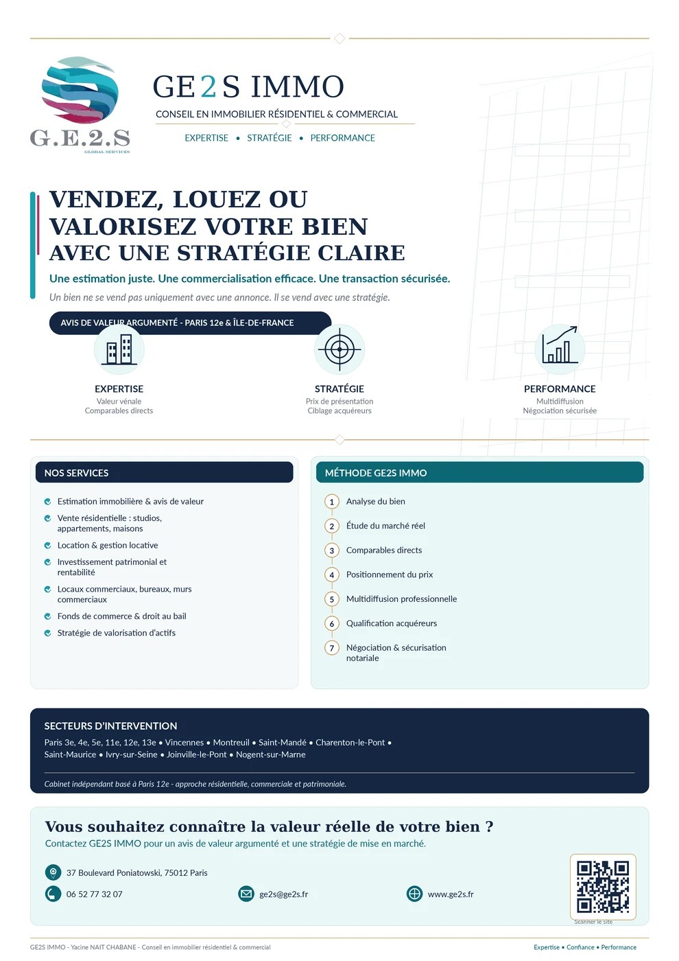 Cliquer pour agrandir le visuel GE2S IMMO : un accompagnement transversal en transaction, investissement et commerce — visuel GE2S IMMO