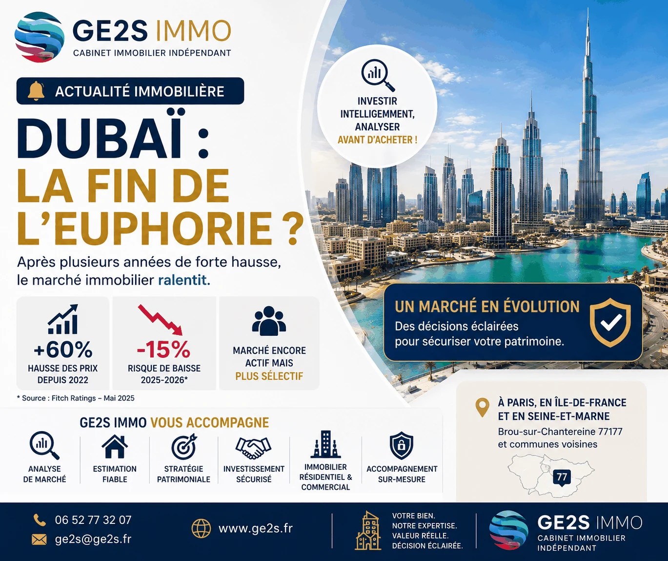 Cliquer pour agrandir le visuel Marché de Dubaï : ce que le retournement rappelle aux investisseurs — visuel GE2S IMMO