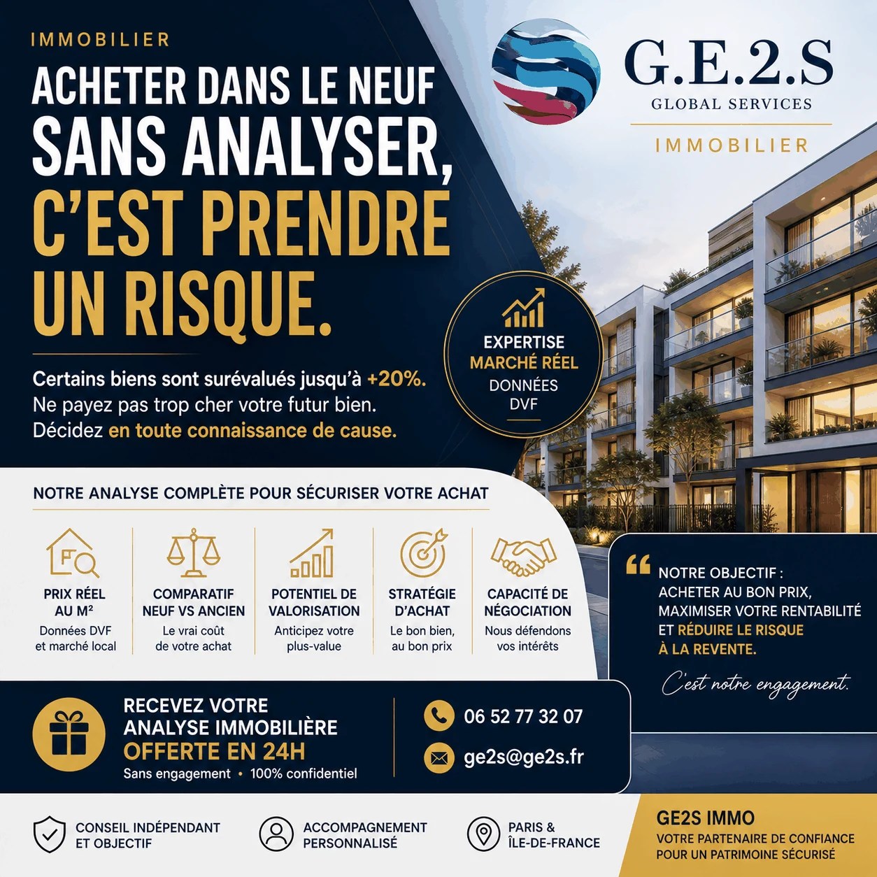 Immobilier neuf : promesse commerciale et risque patrimonial à analyser — GE2S IMMO